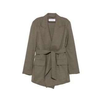Max Mara Checked Belted Blazer