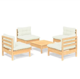 vidaXL Muebles De Jard&iacute;n 5 Piezas Cojines Madera De Pino Crema Vidaxl