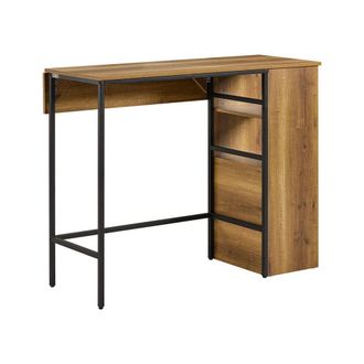 SoBuy Mesa de bar con 1 tablero plegable adicional metal marr&oacute;n