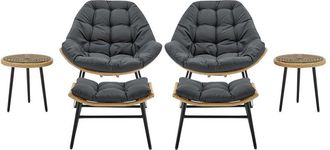 Manhattan Comfort Benson Modern 6Pc Patio Rocking Chair Set