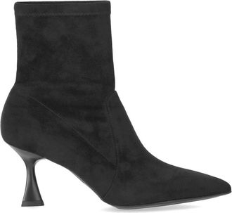 Sergio Levantesi Zwarte Enkellaars met Su&egrave;de Effect - Dames - Laarzen met Hak - Zwart - 37 1/2 EU - Su&egrave;de - Schoenen