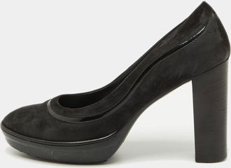 Tod's Tods Black Suede Round Toe Platform Pumps