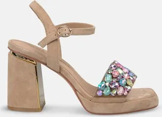 Alma En Pena Sandal Wide Rhinestones Strap in Beige at Nordstrom, Size 40