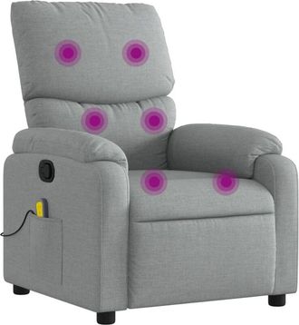 vidaXL Sillón reclinable de masaje de tela gris claro Vidaxl