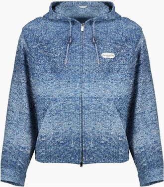 Dior Katoenen Jas Met Letters - Heren - Vesten met rits - Blauw - M - Katoen - Hoodies & sweatvesten