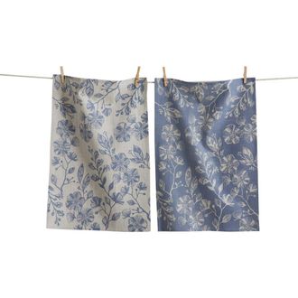 Tag Canyon Print Floral Dishtowel S/2 Blue D Blue Denim Cotton Everyday in Orange at Nordstrom
