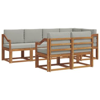vidaXL Conjunto De Sof&aacute;s De Exterior 7 Pcs Gris Natural Y Claro Vidaxl