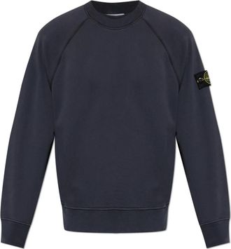 Stone Island Logo Patch Sweatshirt - Heren - Sweatshirts - Blauw - M - Katoen - Hoodies & sweatvesten