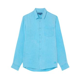 Vilebrequin Caroubis Linnen Shirt - Heren - Overhemden - Blauw - Maat: XL Linnen