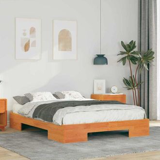 vidaXL Estructura De Cama Marr&oacute;n Madera Maciza De Pino Vidaxl