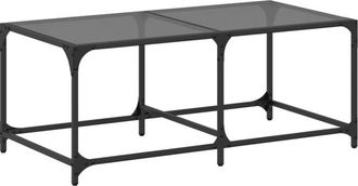 vidaXL Mesa De Centro Superficie De Vidrio Acero Negra 98,5x50x40 Cm Vidaxl