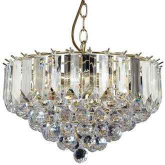 Loops 3 Light Chandelier Pendant BRASS & CLEAR Shade Hanging Ceiling Feature Lamp Bulb in Metallics