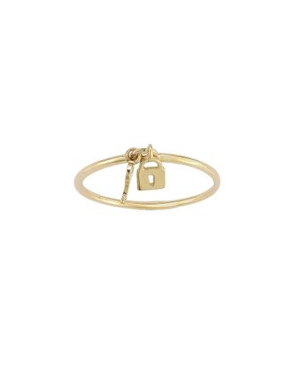 Italian Gold, Inc 14K Italian Gold Lock & Key Charm Ring