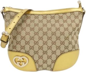 Gucci Pre-owned GG Canvas Schoudertas - Dames - Vintage Schoudertas - Beige - ONE Size - Leer - Vintage