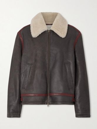 Aim&eacute; Leon Dore Giacca In Shearling Con Logo - Marrone