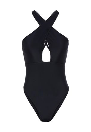 Lascana Badeanzug LSCN BY LASCANA Ciliya, Damen, Gr. 32, Cup A/B, schwarz, Recycling-Polyamid, unifarben, Badeanz&uuml;ge Badeanzug, in Unifarben