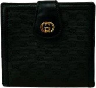Gucci Pre-owned Leren Bifold Portemonnee - Dames - Vintage Accessoires - Zwart - ONE Size - Leer - Vintage