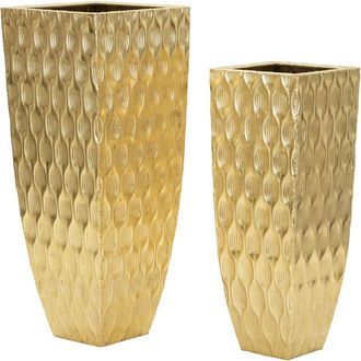 Mauro Ferretti Juego de 2 jarrones elegantes con p&eacute;talos de 40x40x100-31x31x81 cm