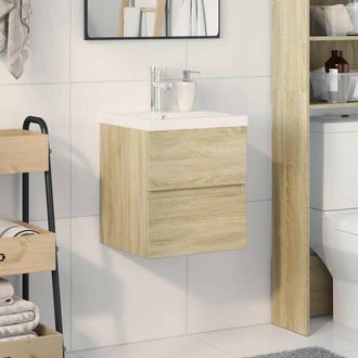 Berkfield Home Durable 2 Piece Bathroom Furniture Set Sonoma Oak Engineered Wood in Light Tan