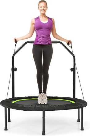 Costway Costway - Cama El&aacute;stica Plegable 101 Cm Con 2 Bandas De Resistencia, Trampol&iacute;n El&aacute;stico Con Empu&ntilde;adura Regulable, Cama El&aacute;stica Fitness De Interior Y 