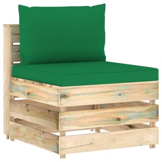 vidaXL Sof&aacute; Central Seccional Con Cojines Madera Impregnada Gris Vidaxl