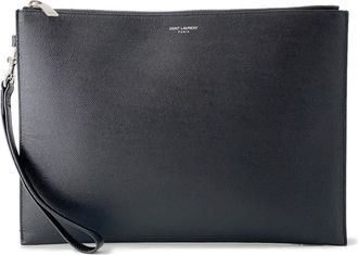 Saint Laurent Black Leather Clutch Bag (Pre-Owned)