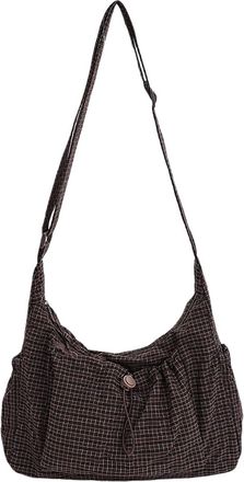 Generic Korean Style Plaid Casual Shoulder Bag, Lightweight Checkered Crossbody Bag with Adjustable Strap, Checkered Bag for Women (Coffee Brown)