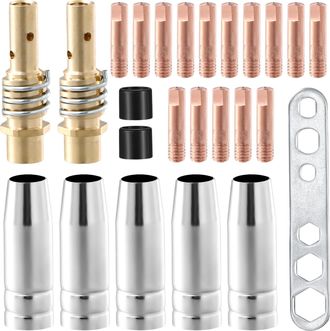 OEM Kit De 25 Piezas Para M&aacute;quinas De Soldadura Por Gas Inerte, Accesorios Para Antorchas De Soldadura Compatibles Con Ak-15/mb-15, 5 Boquillas De Gas, 15