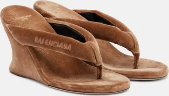Balenciaga Gaeta velvet wedge thong sandals