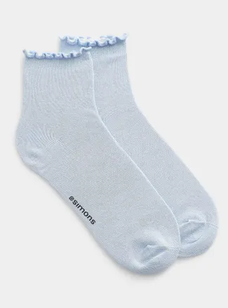 Simons Womens Solid lettuce-trim ankle socks