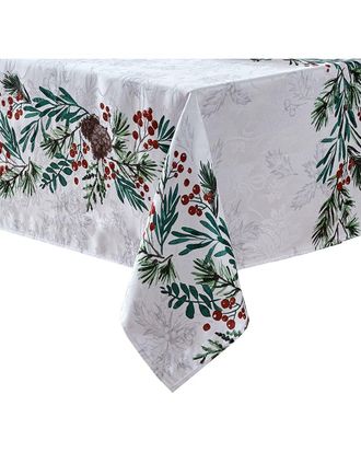 Elrene Holly Berry Flourish Holiday Fabric Tablecloth