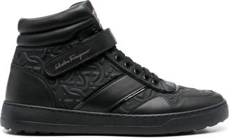 Ferragamo Mens Embossed Hi-Top Sneakers In Black
