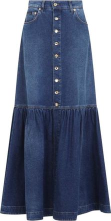 Dolce & Gabbana Blue Solid Maxi Skirt