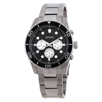 Bulova Sporrt Chronograph Quartz Black Dial Mens Watch 98A154