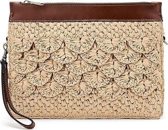 Patricia Nash Yvette Clutch Crossbody Cross Body Womens Handbags Natural, Faux Suede/Full Grain leather
