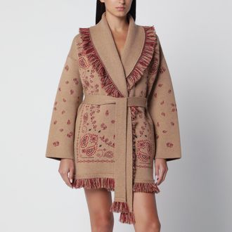 Alanui Cardigan jacquard bandana beige