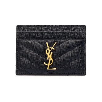 Saint Laurent Grain de Poudre leather cardholder Woman One Size