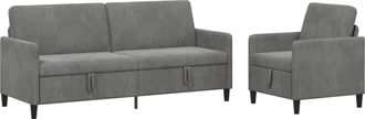 vidaXL Juego De Sof&aacute;s Con Almacenamiento 2 Uds. Gris Oscuro Poli&eacute;ster Vidaxl