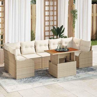 vidaXL Vidaxl - Conjunto De Sof&aacute; De Jard&iacute;n 8 Pcs Beige Y Crema 100 X 55 X 73 Cm