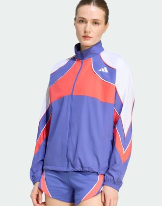 adidas Adizero Archive - Giacca da corsa color indaco doppio/rosso semi lucido-Blu