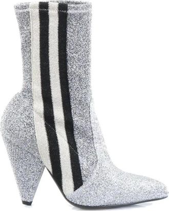 Giampaolo Viozzi Stretch Glitter Stripe - Dames - Laarzen met Hak - Grijs - 36 EU - Schoenen