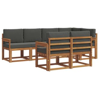 vidaXL Conjunto De Sof&aacute;s De Exterior 7 Pcs Natural Y Antracita Vidaxl