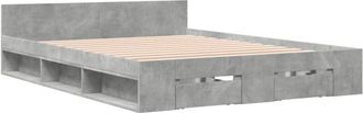vidaXL Bed Frame with Drawers without Mattress Concrete Grey 140x190 cm vidaXL