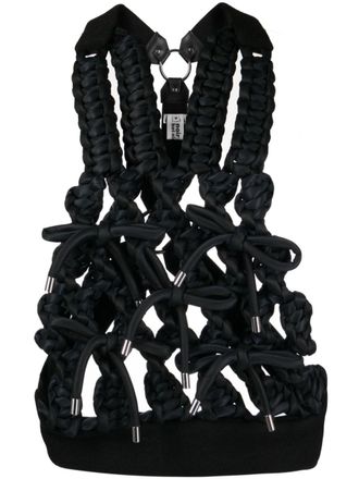 Comme Des Garçons Satijnen macramé spencer met strik - Zwart