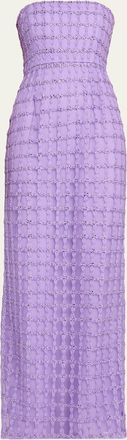 Carolina Herrera Strapless Crystal-Embroidered Column Gown