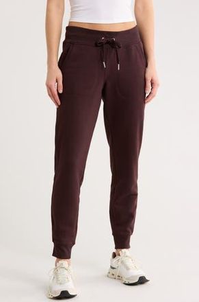 Calvin Klein Rib Trim Fleece Joggers in Mocha Brown at Nordstrom Rack, Size X-Small