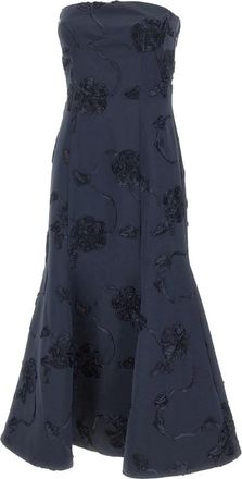 Rotate 3D Flower Midi Dress - Dames - Feestkleedjes - Blauw - S - Polyester - Kleedjes