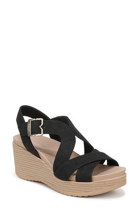 Dr. Scholls Cali Beach Slingback Platfrom Wedge Sandal in Black at Nordstrom, Size 6.5