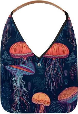 Generic Jellyfish Reusable Lightweight Grocery Bags - Foldable Into Compact Pouch, Washable & Sturdy, Multipurpose for Shopping and Travel