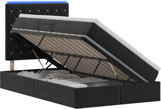 vidaXL Cama De Almacenamiento Led Con Colch&oacute;n Negro 120 X 200 Cm Vidaxl